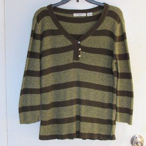 Liz Claiborne Striped Green Sweater